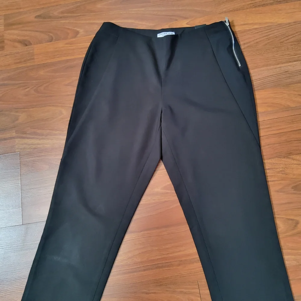New Atelier Luxe Black Ankle Crop Pants Size 10 - Picture 2 of 9